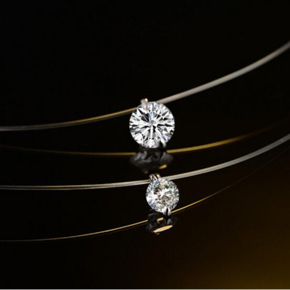 NEW Silver Invisible Transparent Fish Line Zirconia Necklace - Picture 5 of 5